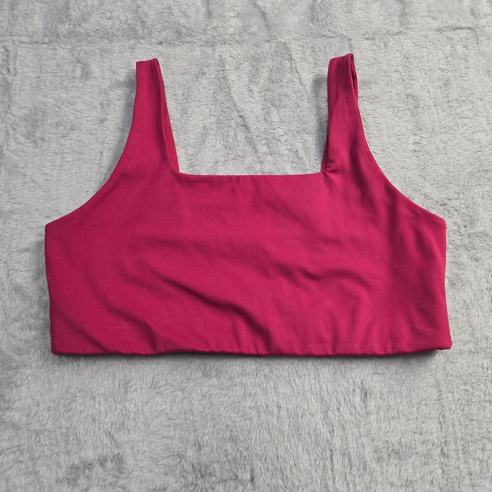 Girlfriend Collective Sports Bra Sz XL Pink Square Neck Longline Athleisure Yoga